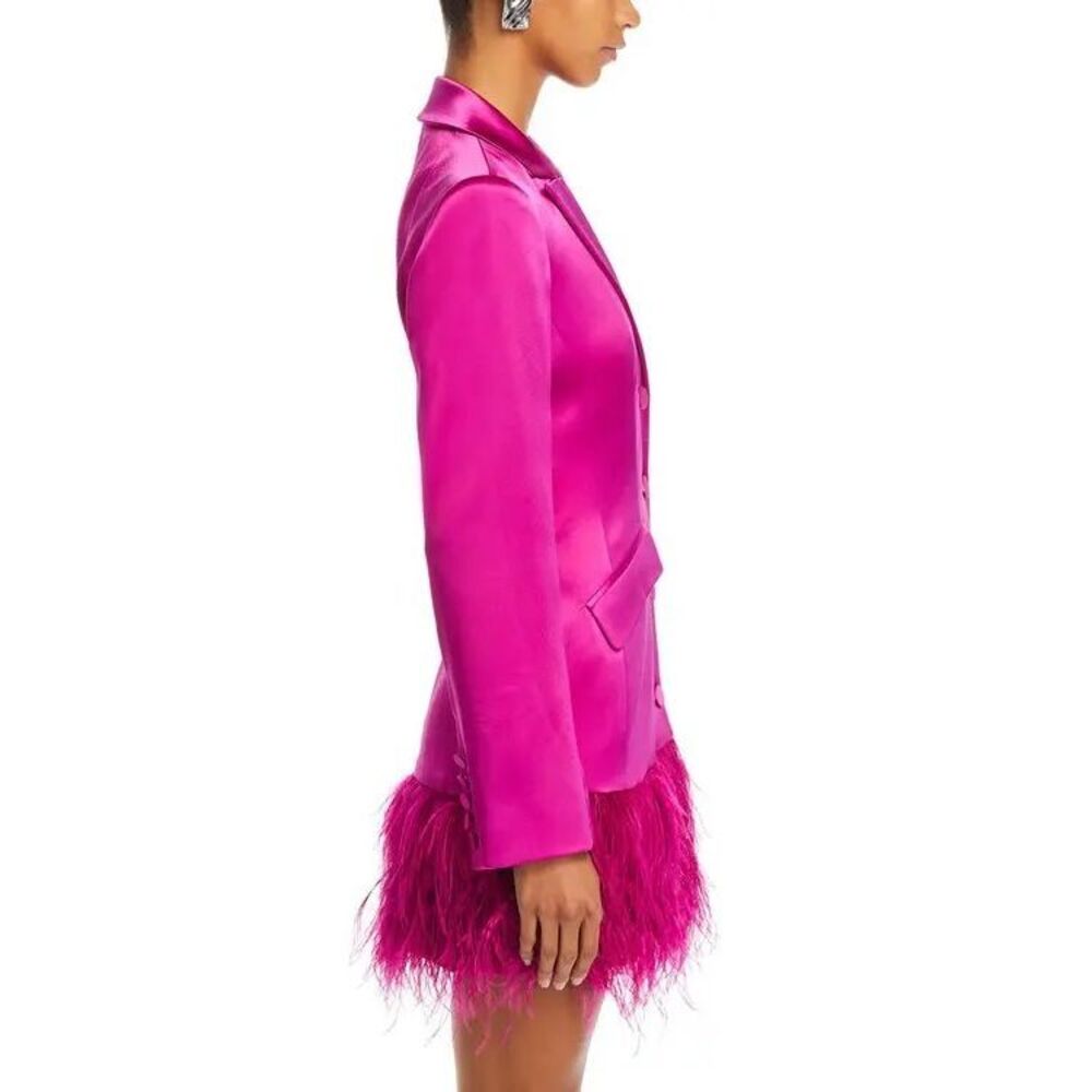 Cinq a Sept Joel Feather Hem Dress Blazer in Plum Radish New Size 2 - Picture 3 of 11